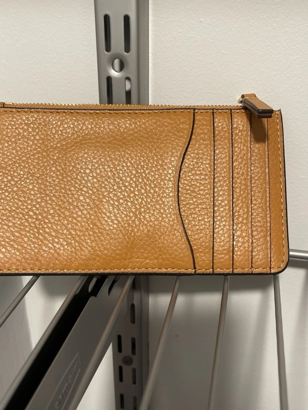 Tory Burch Mustard Tan Pebbled Leather Zip Pouch